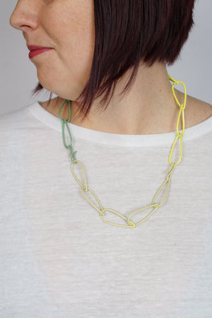 Modular Necklace in Pale Green, Bright Yellow, and Green Sand