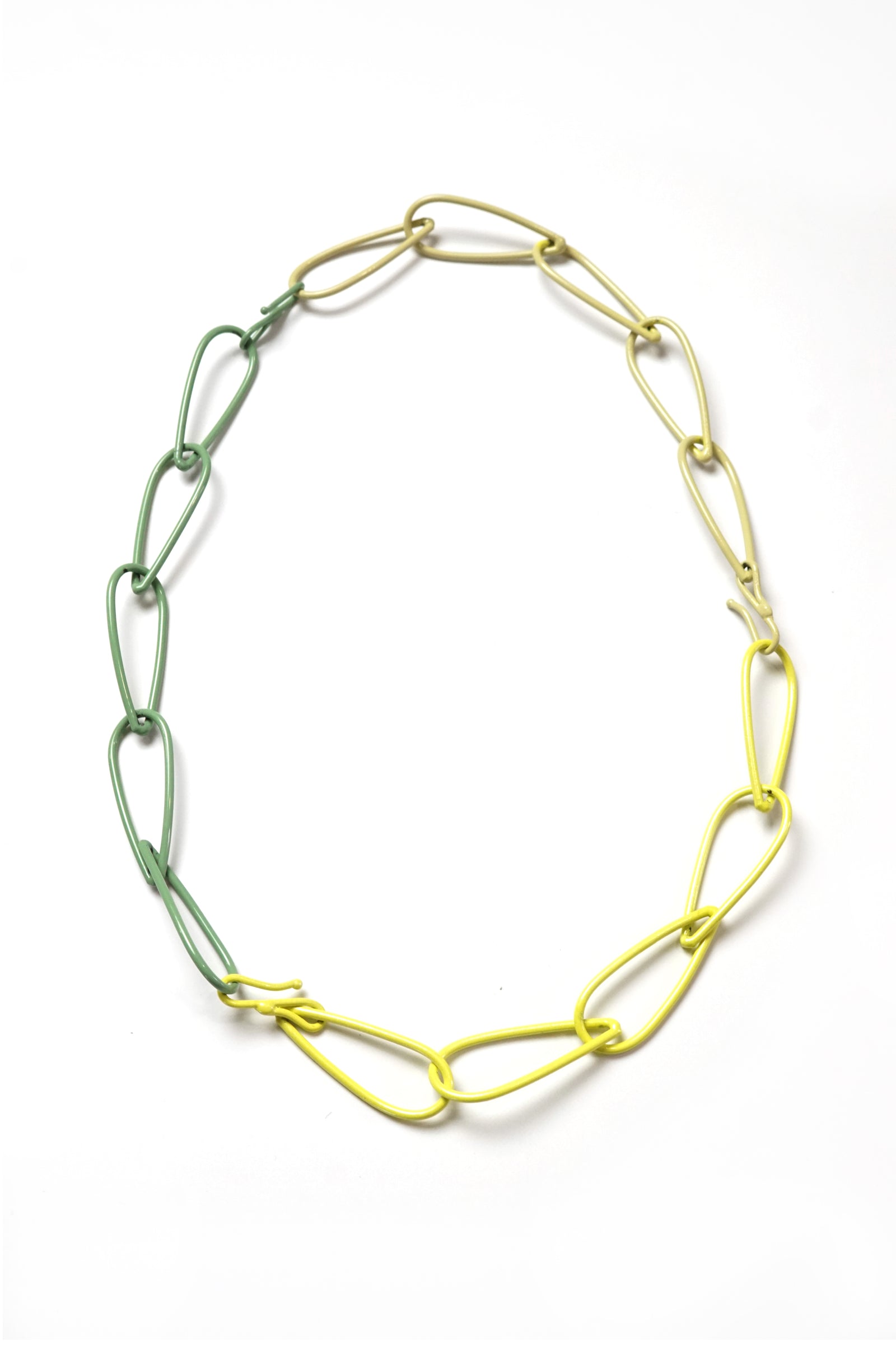 Modular Necklace in Pale Green, Bright Yellow, and Green Sand