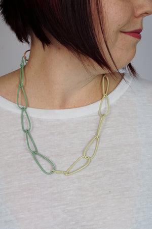 Modular Necklace in Pale Green, Dusty Rose, and Green Sand