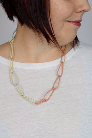 Modular Necklace in Pale Green, Dusty Rose, and Green Sand