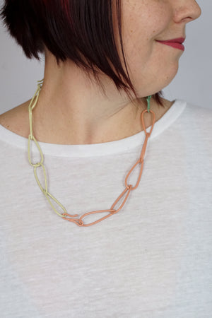 Modular Necklace in Pale Green, Dusty Rose, and Green Sand