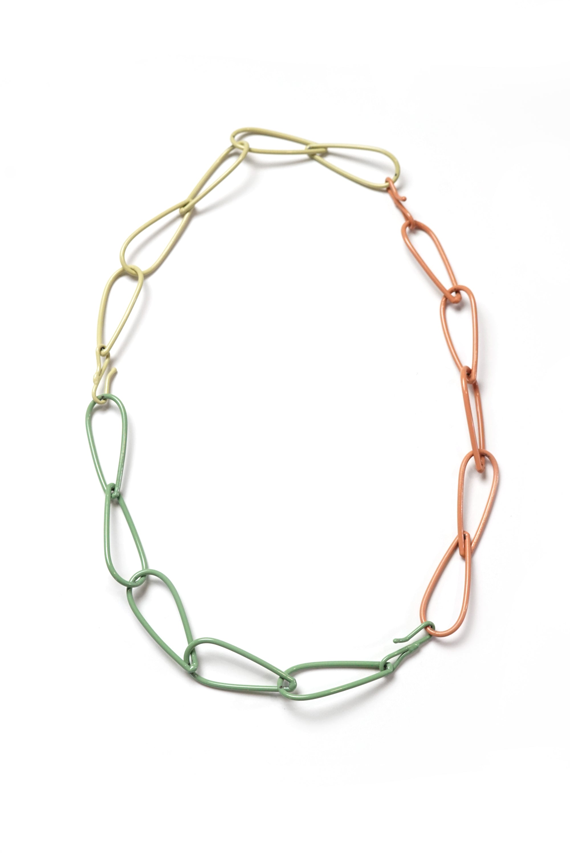 Modular Necklace in Pale Green, Dusty Rose, and Green Sand