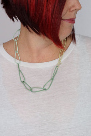 Modular Necklace in Pale Green, Soft Mint, and Green Sand