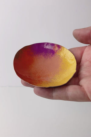 Little Copper Dish in Yellow, Orange, and Magenta