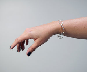 narrow monument bracelet in silver