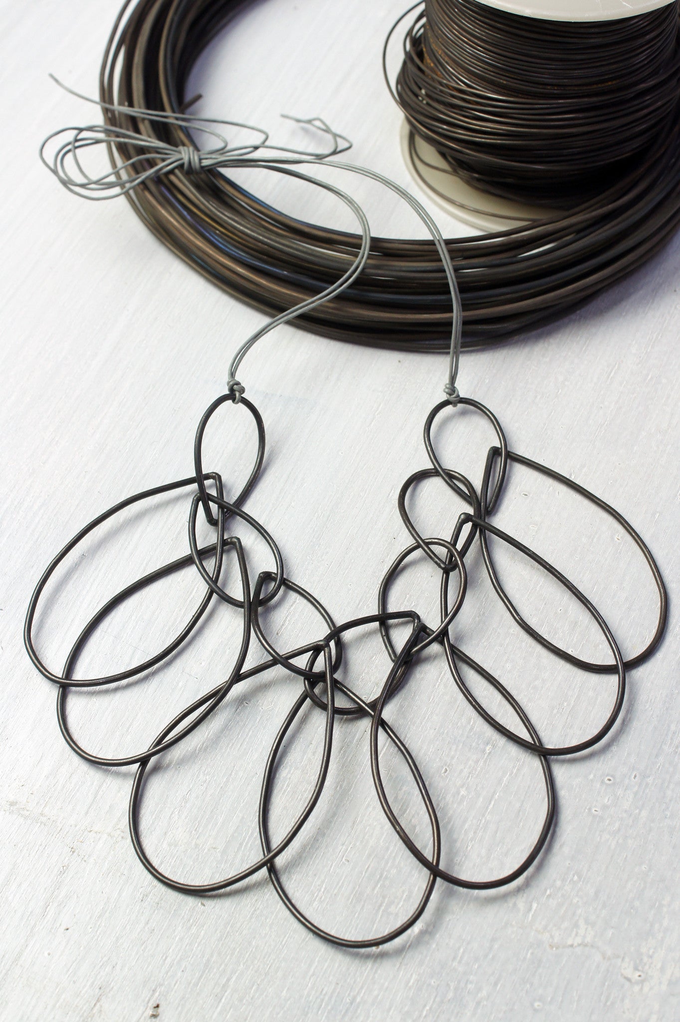 designer Megan Auman welds raw steel to create this fabulous and easy to wear statement necklace