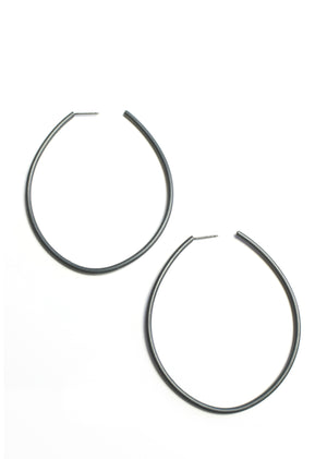 large droplet hoop earrings in silver