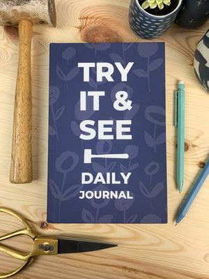 Try It & See Daily Journal in Blue Floral Hardcover