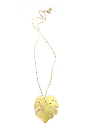 Monstera leaf long pendant