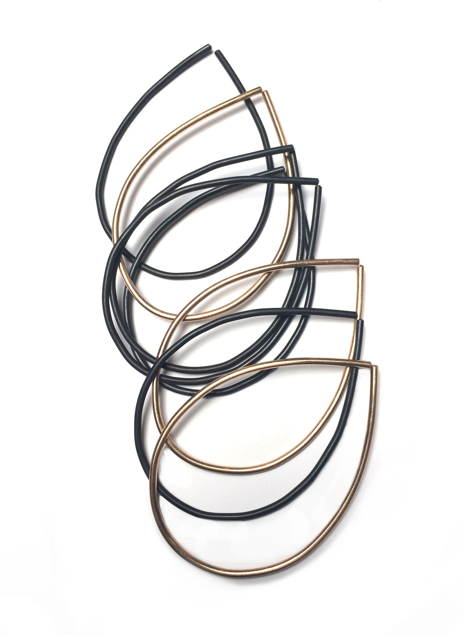 bronze and steel droplet bracelets - set of 8