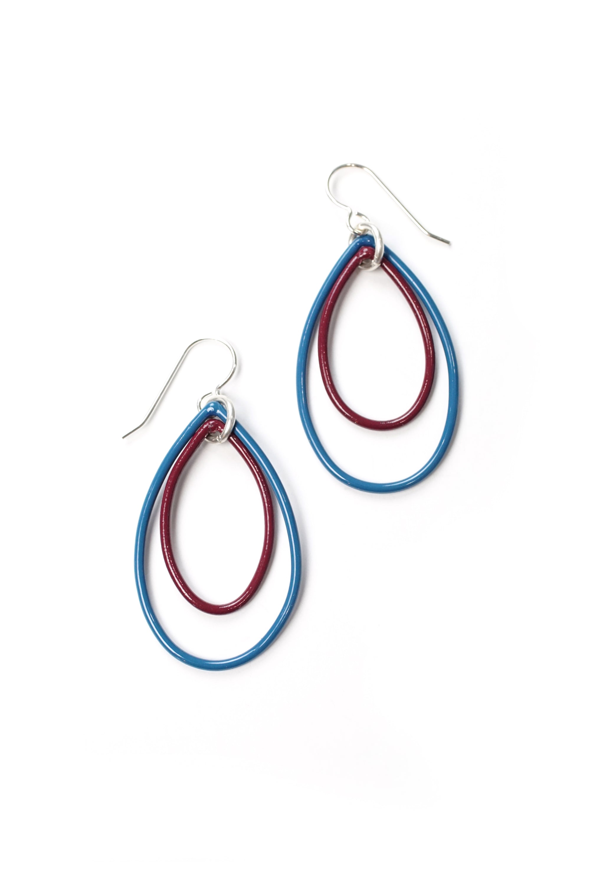 Ella earrings in Azure Blue and Lush Burgundy