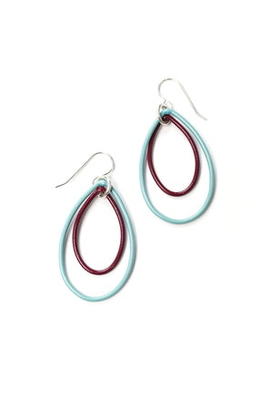 Ella earrings in Faded Teal and Lush Burgundy