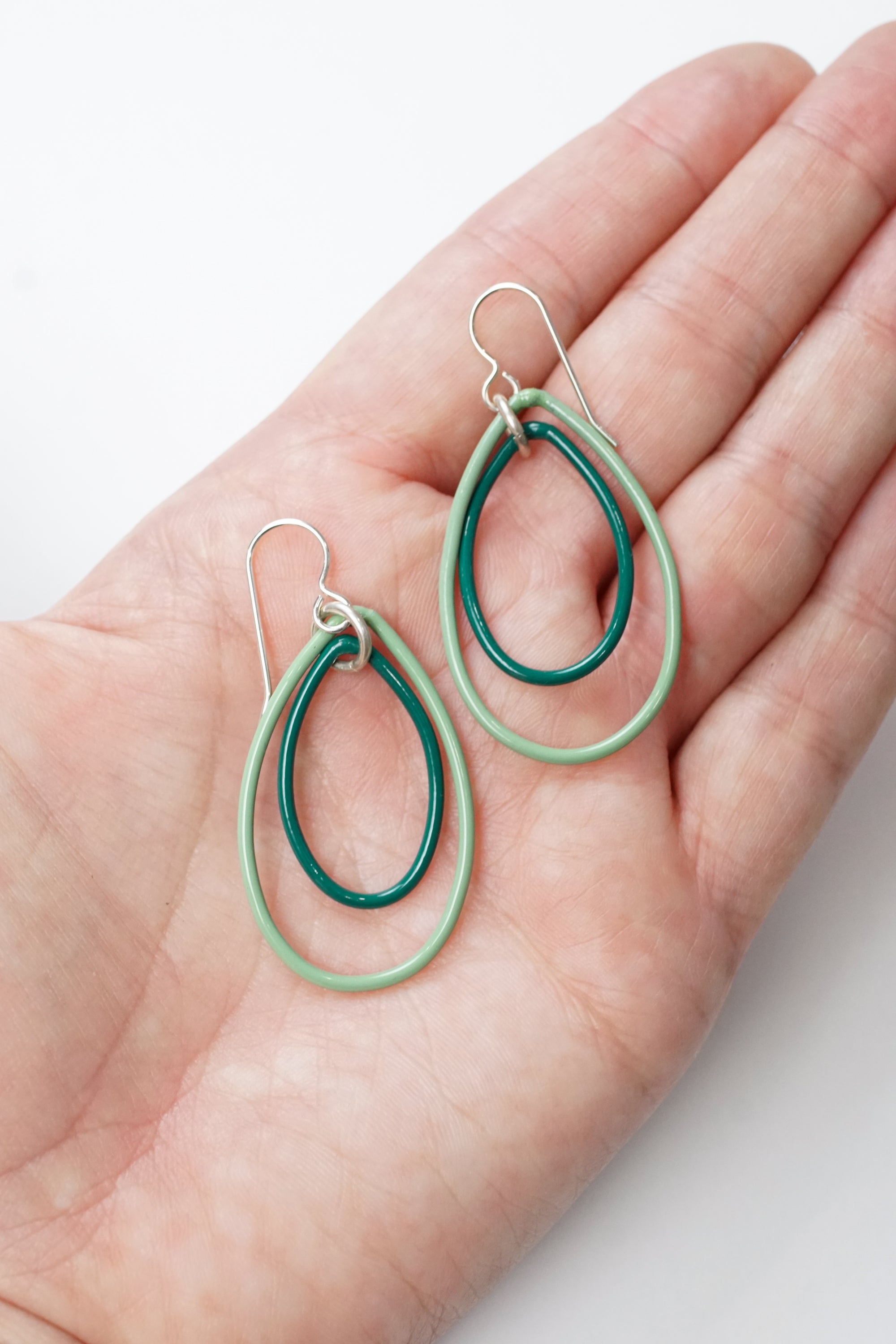 Ella earrings in Pale Green and Emerald Green