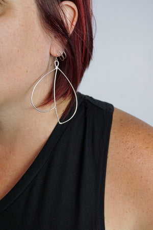 Envoler Statement Earrings in black steel, silver, or bronze