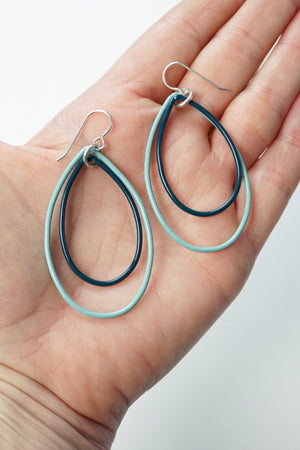 Eva earrings in Faded Teal and Deep Ocean