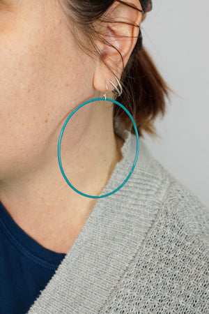 Extra Large Evident Earrings in Bold Teal