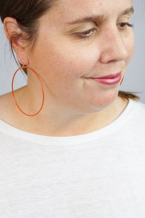 Extra Large Evident Earrings in Burnt Orange