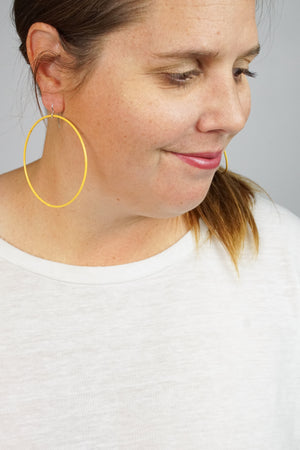 Extra Large Evident Earrings in Saffron Yellow