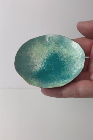 Little Copper Dish in Bold Teal and White