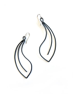 Fleur Statement Earrings in black steel, silver, or bronze