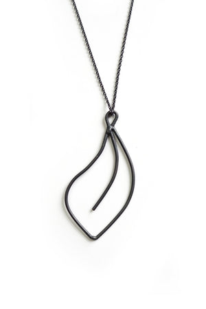 Flourish Necklace in black steel, silver, or bronze