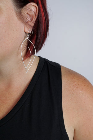 Galbe Statement Earrings in black steel, silver, or bronze