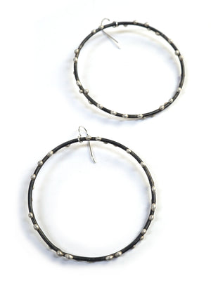 Giant Silver on Steel Circle Earrings