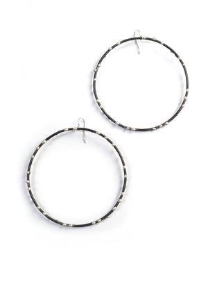 Gigantic Silver on Steel Circle Earrings