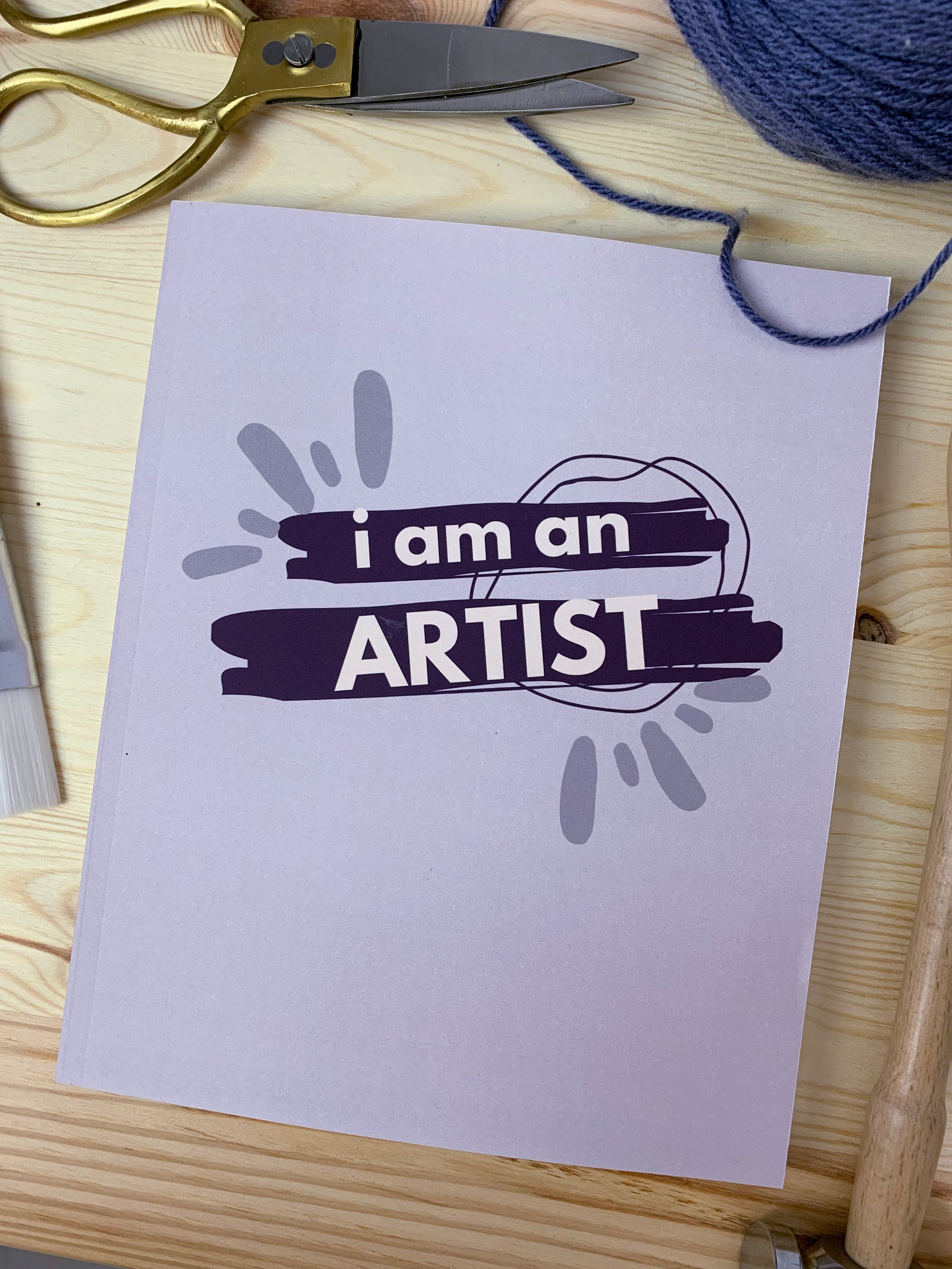 I am an artist large sketchbook in mauve