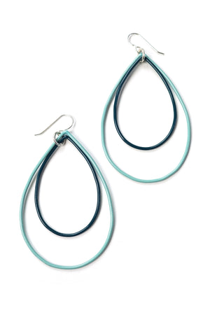 Large Eva earrings in Faded Teal and Deep Ocean