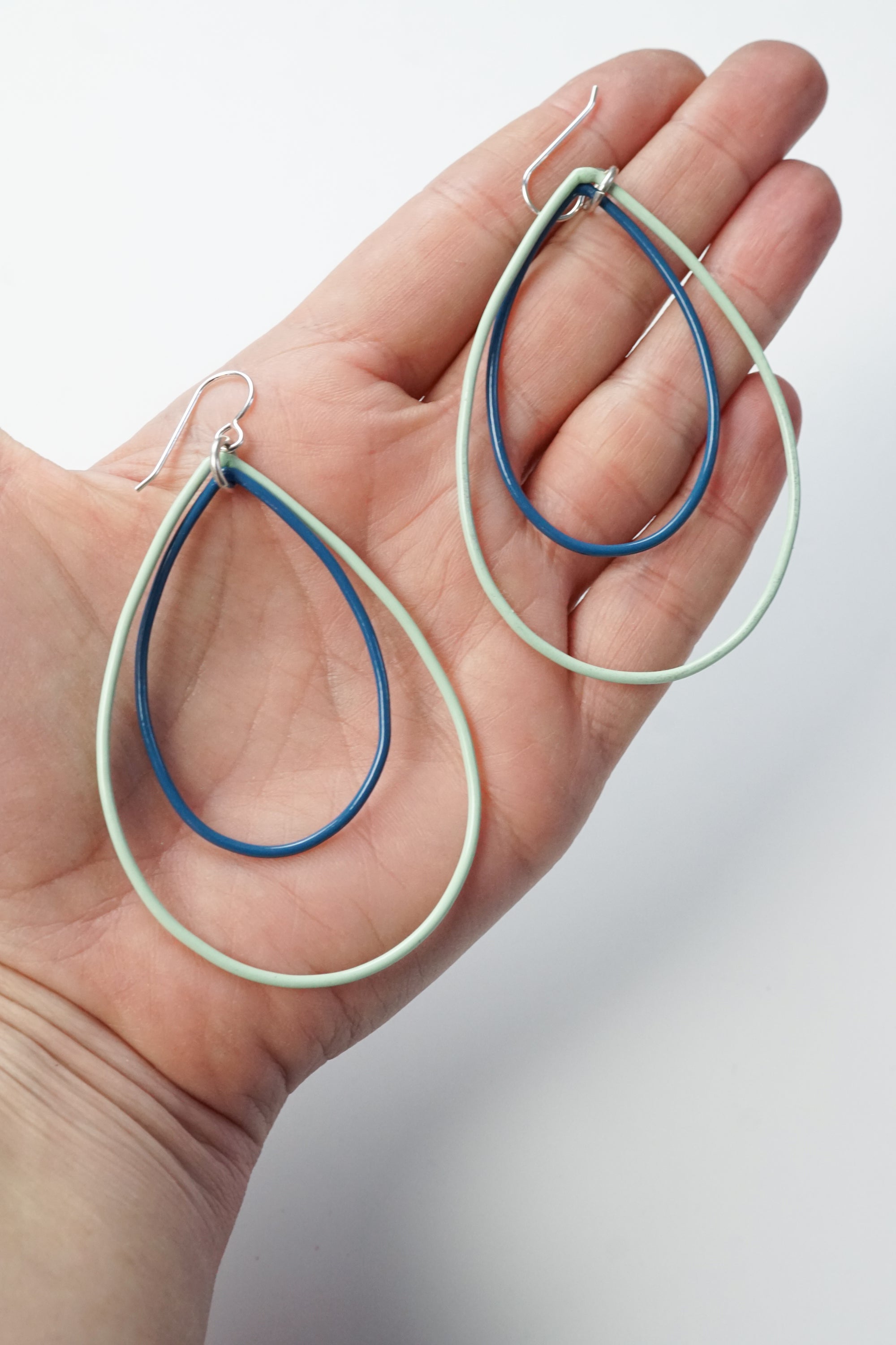 Large Eva earrings in Soft Mint and Azure Blue