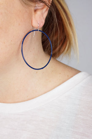 Large Evident Earrings in Blue Sapphire