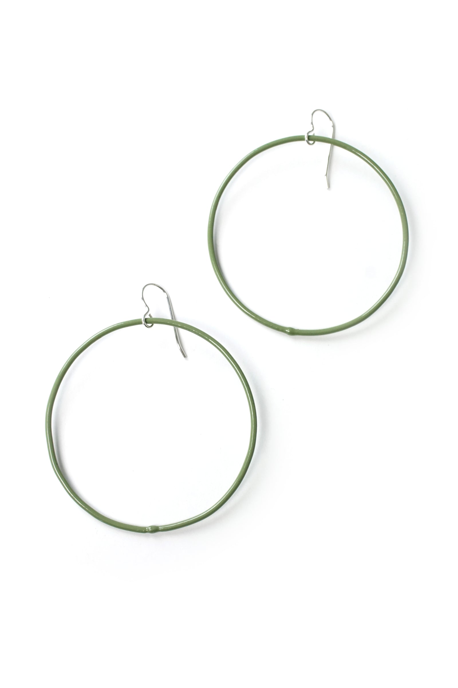 Large Evident Earrings in Olive Green