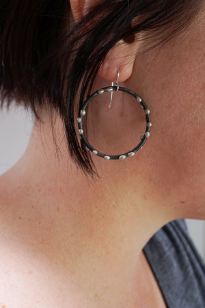 Large Silver on Steel Circle Earrings