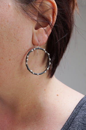 Large Silver on Steel Circle Earrings