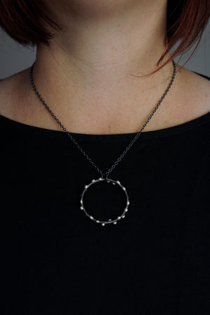 Large Silver on Steel Circle Pendant