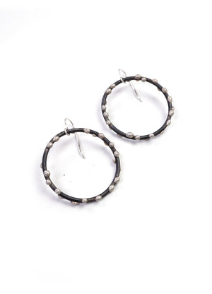 Large Silver on Steel Circle Earrings