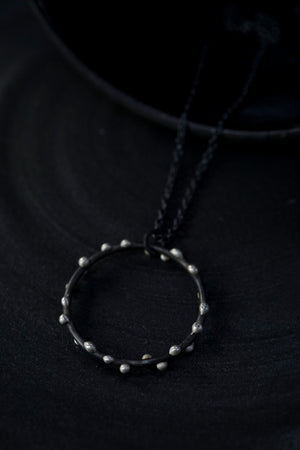 Large Silver on Steel Circle Pendant