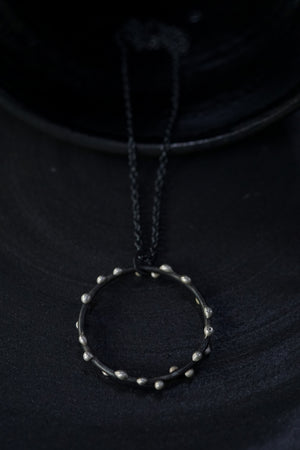 Large Silver on Steel Circle Pendant