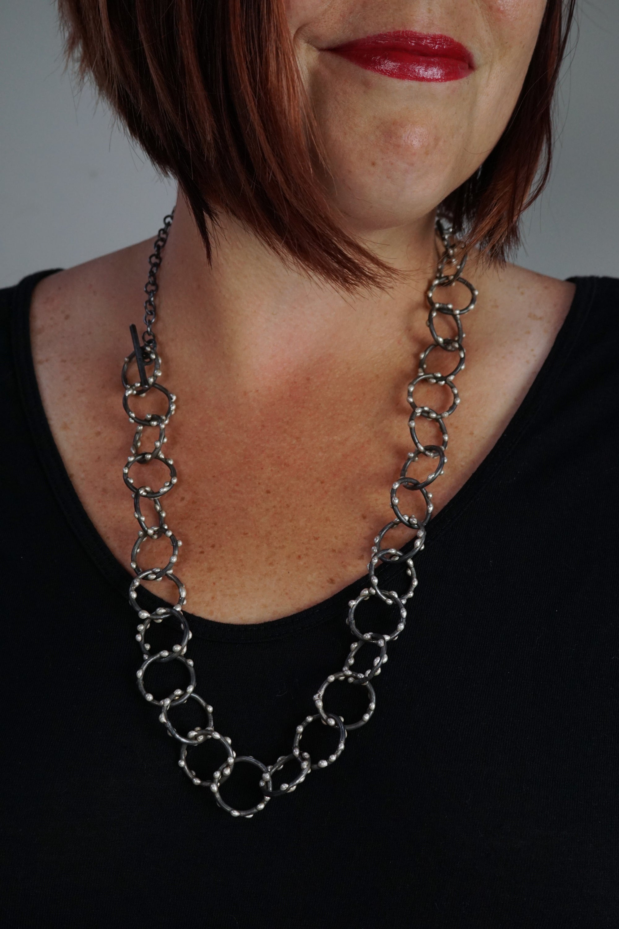 Mid-Length Amaranth Necklace - Silver on Steel