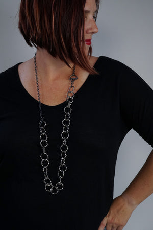 Long Amaranth Necklace - Silver on Steel