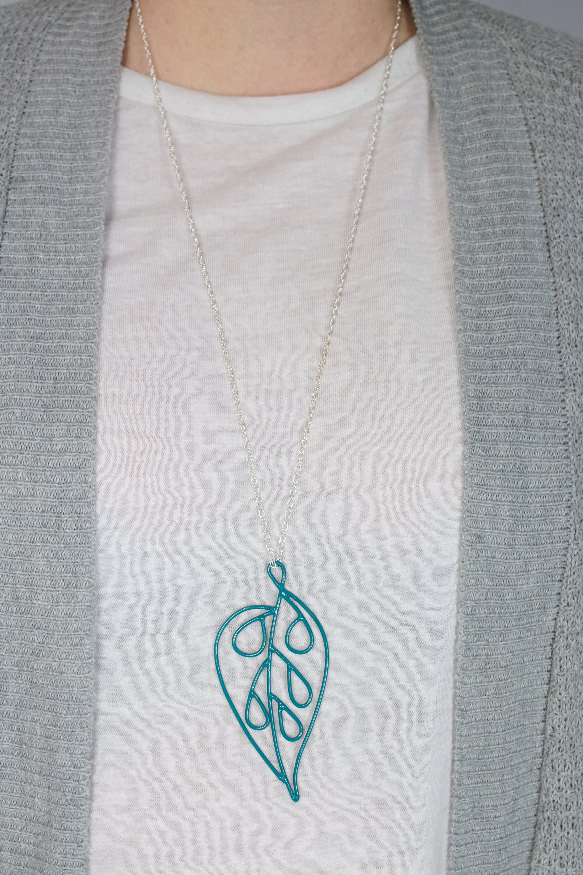 Ada Long Pendant in Bold Teal