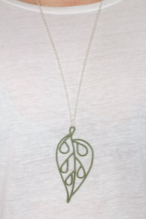 Ada Long Pendant in Olive Green