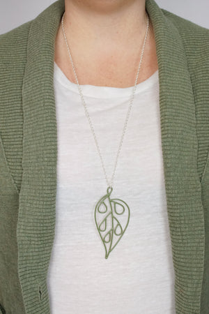 Ada Long Pendant in Olive Green