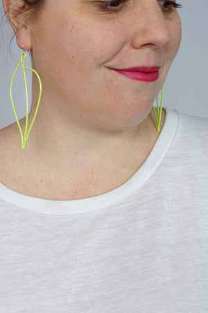 Long Pothos Earrings in Neon Chartreuse