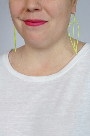 Long Pothos Earrings in Neon Chartreuse