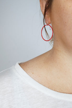 Medium Evident Earrings in Coral Red