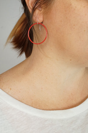 Medium Evident Earrings in Coral Red