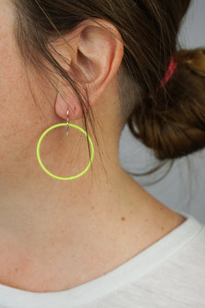 Medium Evident Earrings in Neon Chartreuse