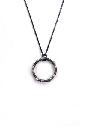 Medium Silver on Steel Circle Pendant